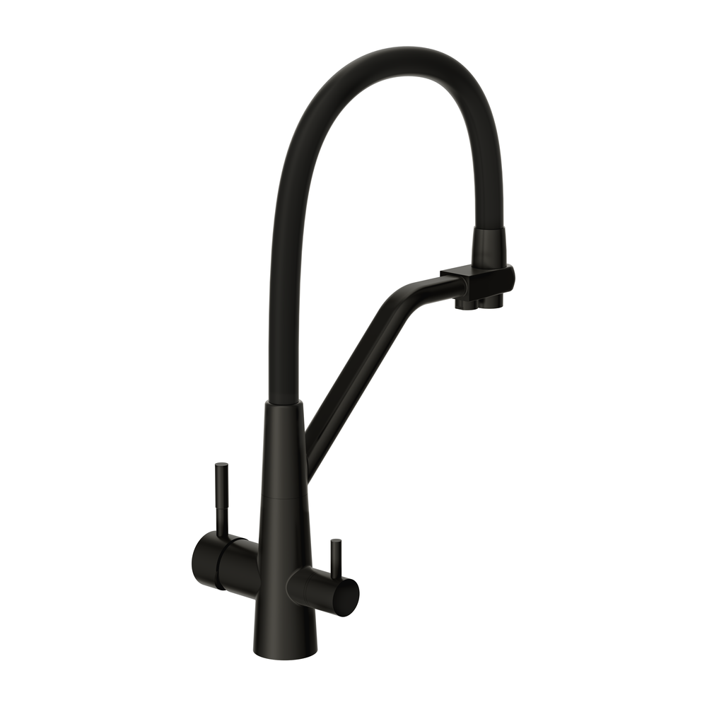 Смеситель для кухни VIVO однорычажный с подключением фильтра с гибким изливом черный