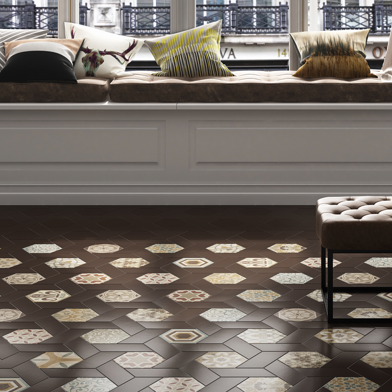 Плитка керамическая напольная 23206 CHEVRON Marron Mate LEFT 9х20,5 см