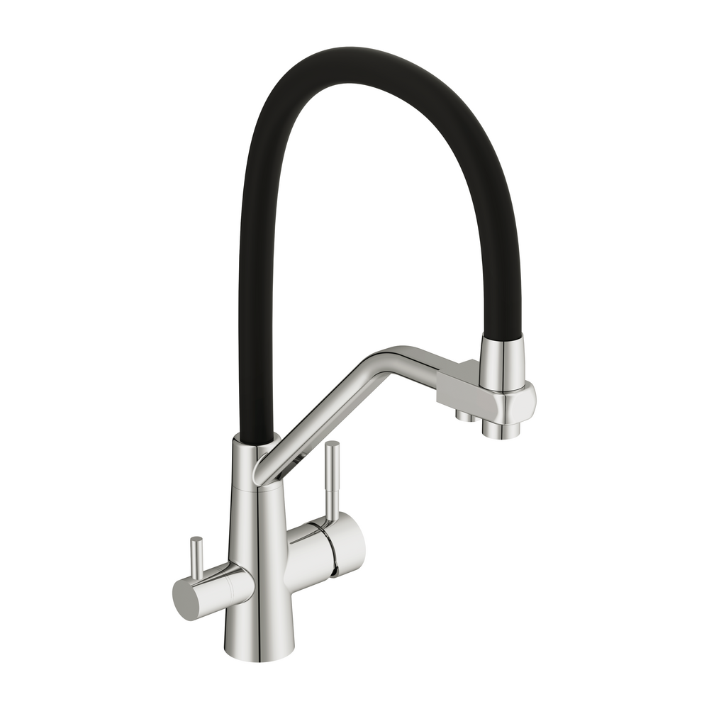 Смеситель для кухни VIVO однорычажный с подключением фильтра с гибким изливом хром