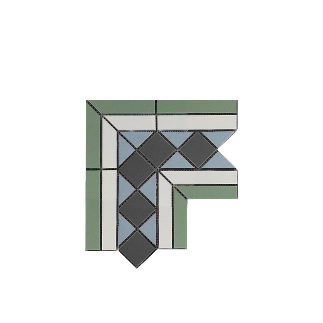 Гатчина угловой элемент белый/зеленый (001/007/008/013) 20.8*20.8*16, Keramark