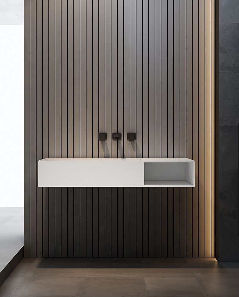 Тумба с раковиной ABBER Stein AS2640-1.2 R подвесная, белая матовая