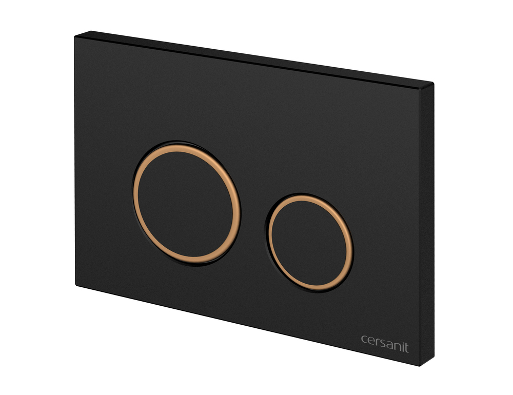 Кнопка TWINS пластик черный матовый с рамкой золото (Cersanit)