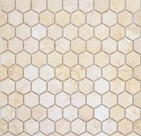 Шестиугольная мозаика Botticino MAT hex 18x30x6 (Caramelle Mosaic)