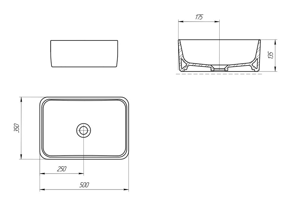 Раковина CREA 50 RECTANGULAR