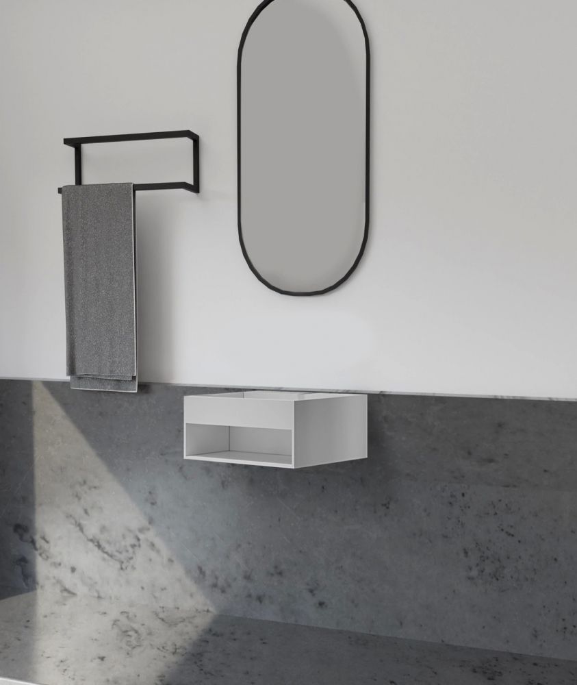 Тумба с раковиной ABBER Stein AS2645-0.8 подвесная, белая матовая