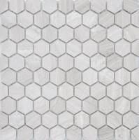 Шестиугольная мозаика Travertino silver MAT hex 18x30x6 (Caramelle Mosaic)