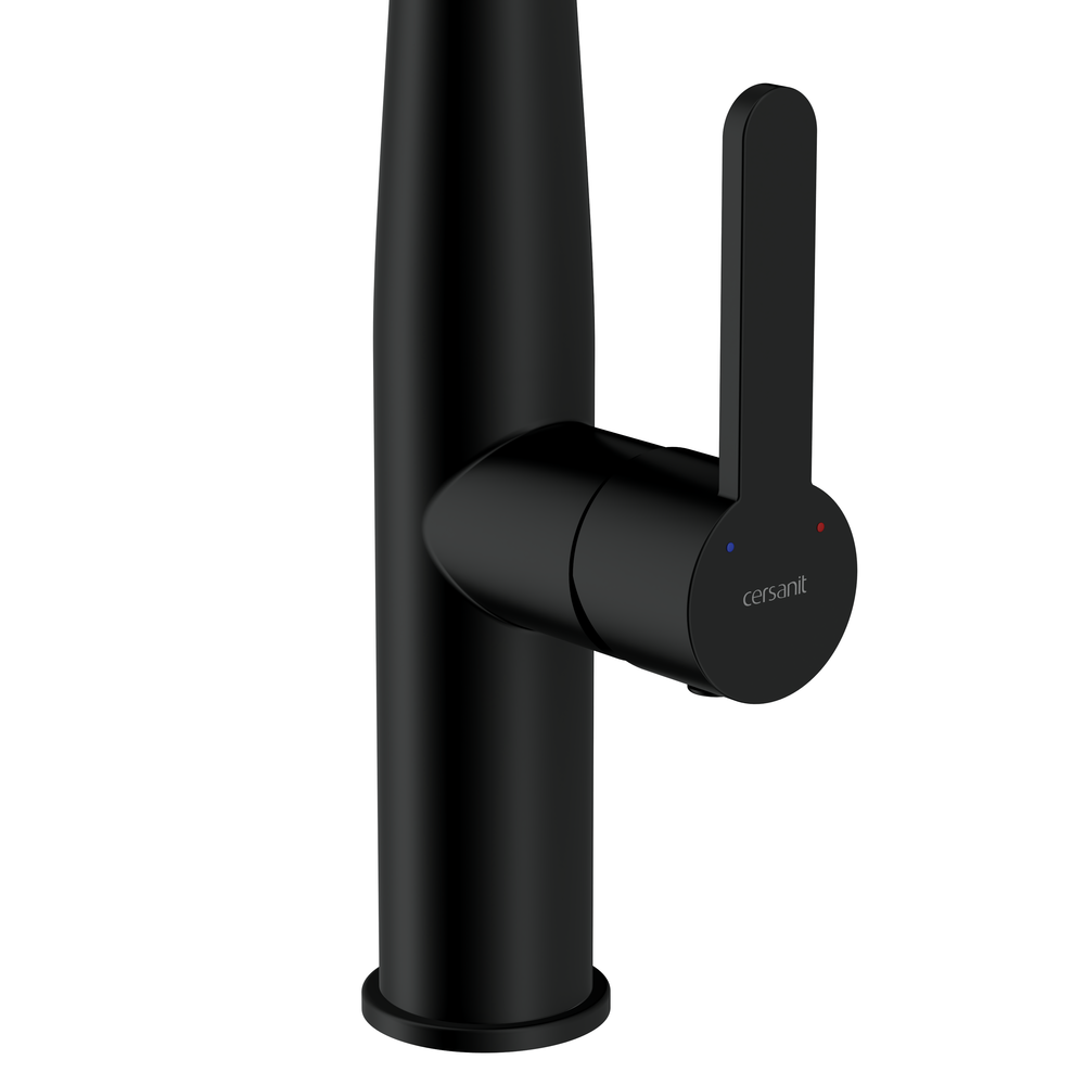 Смеситель для кухни OLIVA с п-образным выдвижным изливом шланг черный