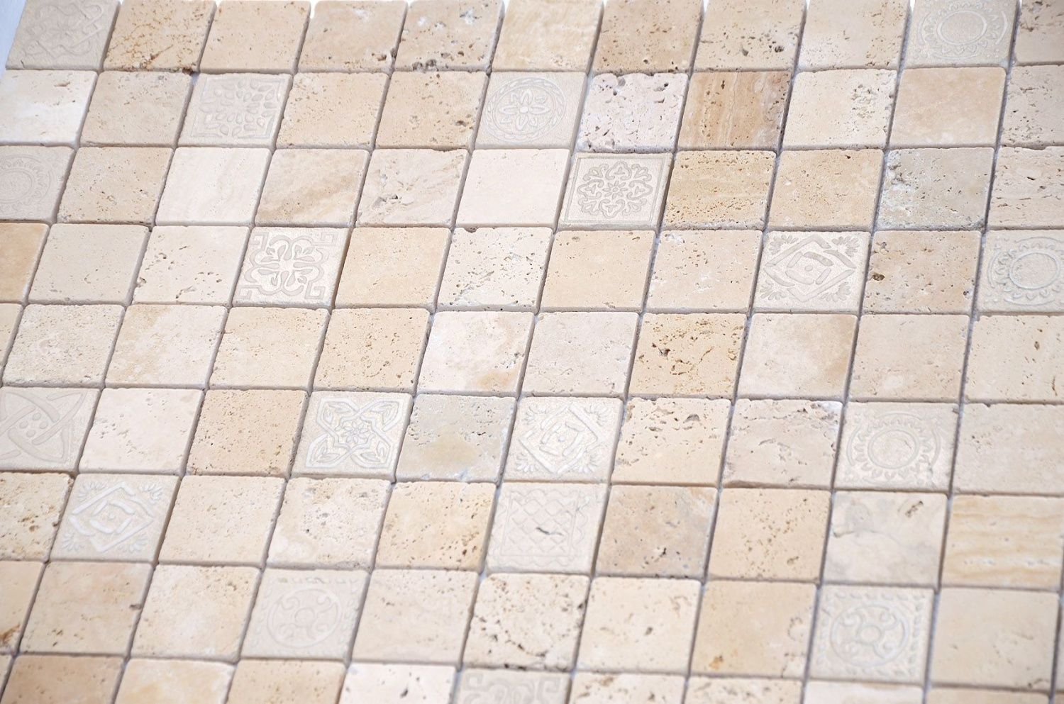 Мозаика из натурального камня Caramelle Mosaic Art Stone Art Travertino Beige MAT 48x48x8