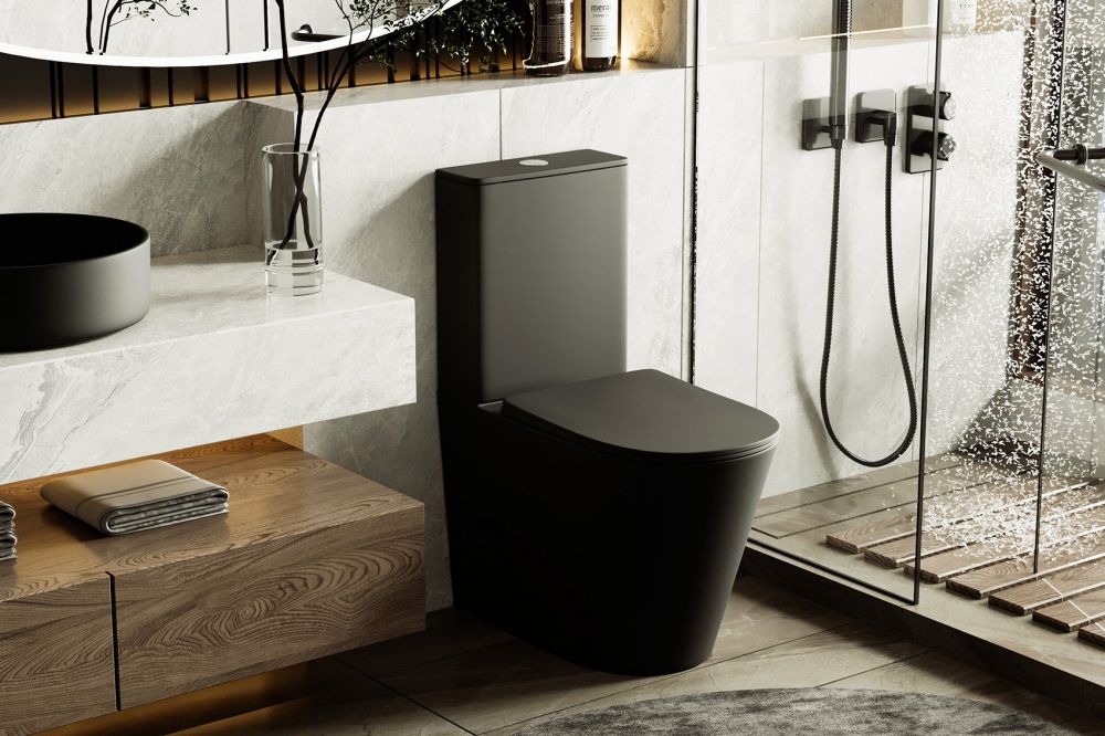 Унитаз ABBER Bequem AC1112TMB компакт черный матовый, безободковый, смыв торнадо