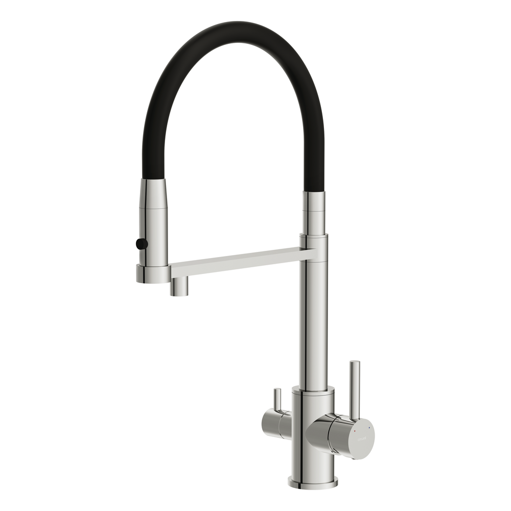 Смеситель для кухни ZEN однорычажный с подключением фильтра с гибким изливом хром