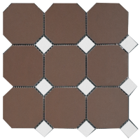 Петергоф Октагон 9.6*9.6 коричневый с белыми вставками (006/001) 29.2*29.2, Keramark