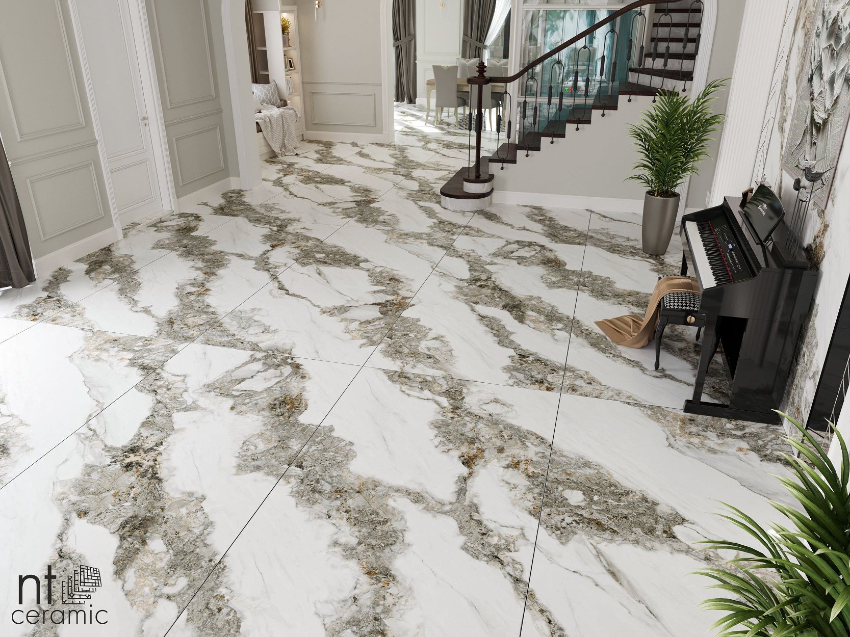 Керамогранит NTT3502M Bianco Struttura 120x270