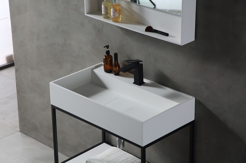 Консоль с раковиной ABBER Stein AS2630 напольная, белая матовая