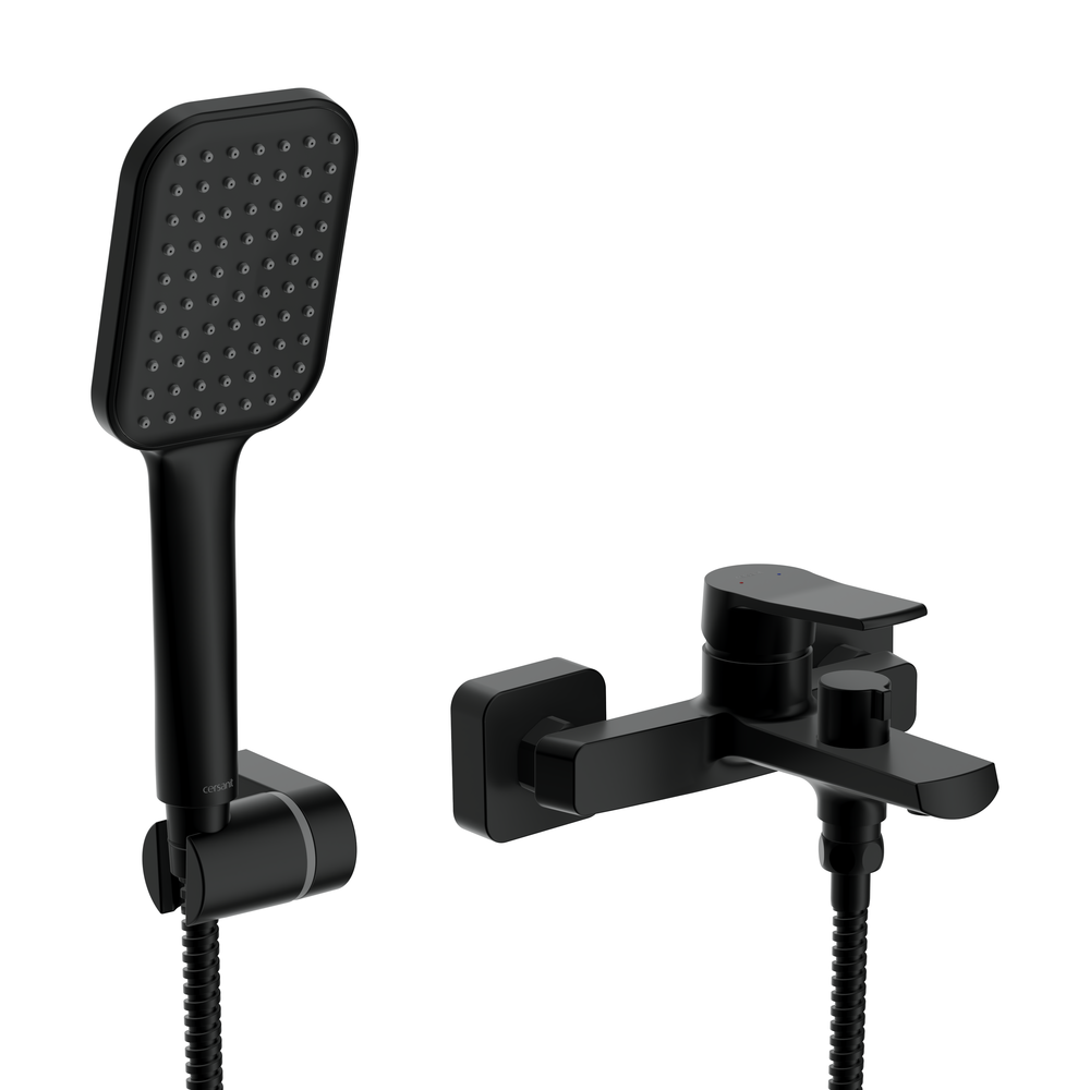 Смеситель для ванны CITY с лейкой черный