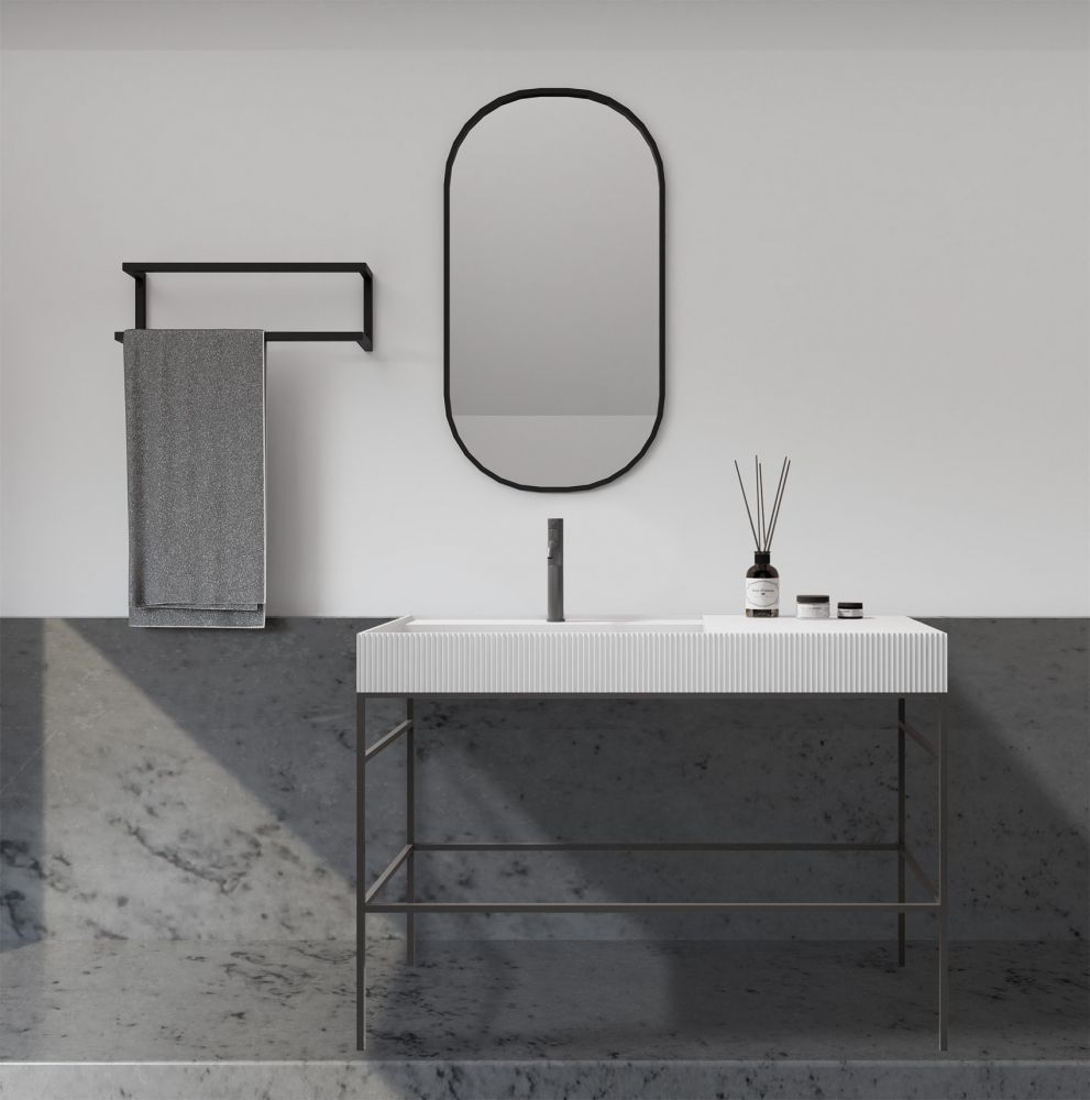 Консоль с раковиной ABBER Stein AS2647 напольная, белая матовая