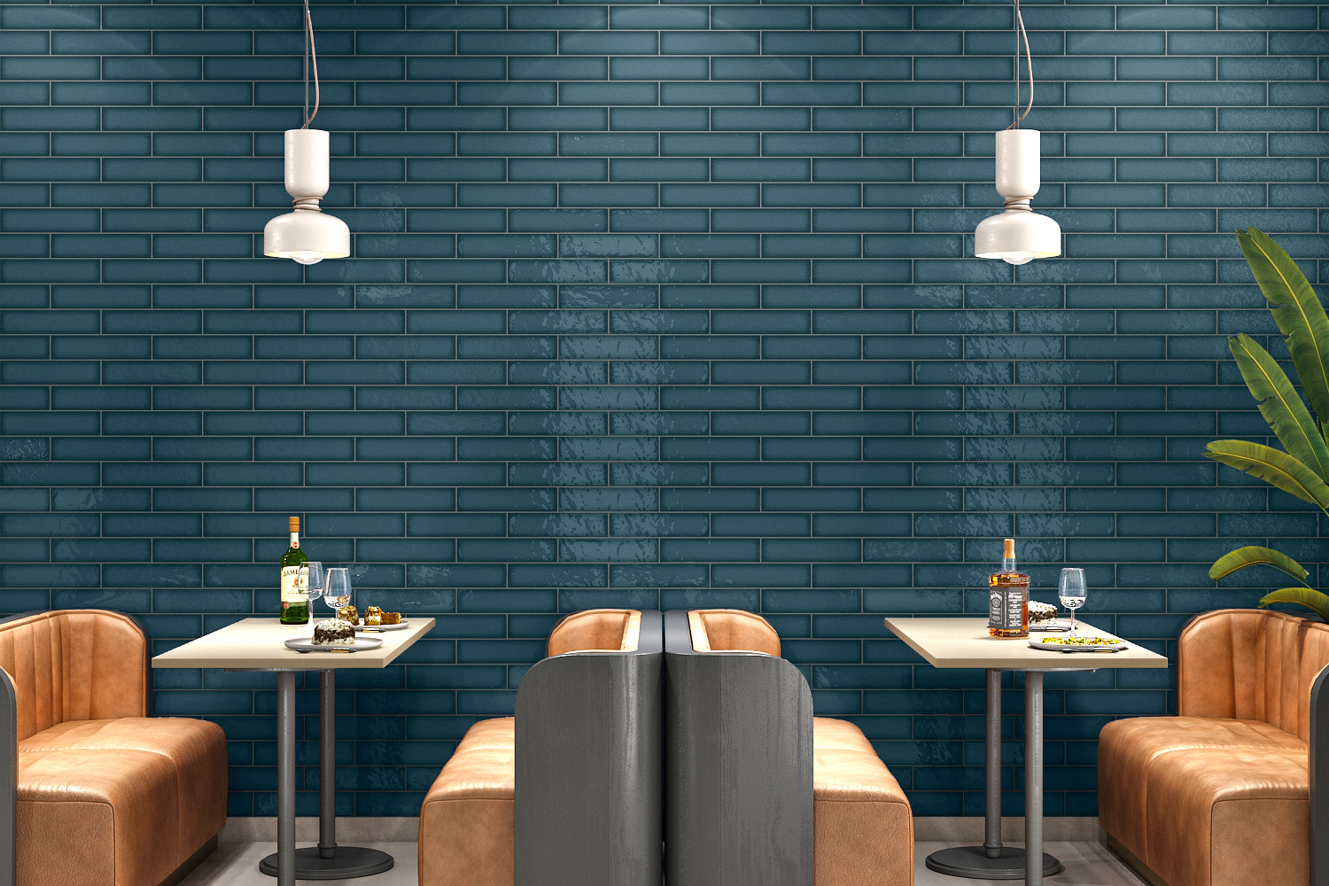 Керамическая плитка, BLUE 10x40, Monte (Smile Tile), глянцевая испанская плитка метро кабанчик