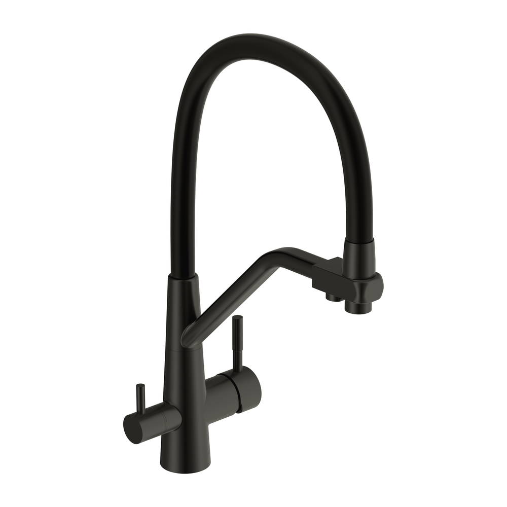 Смеситель для кухни VIVO однорычажный с подключением фильтра с гибким изливом черный