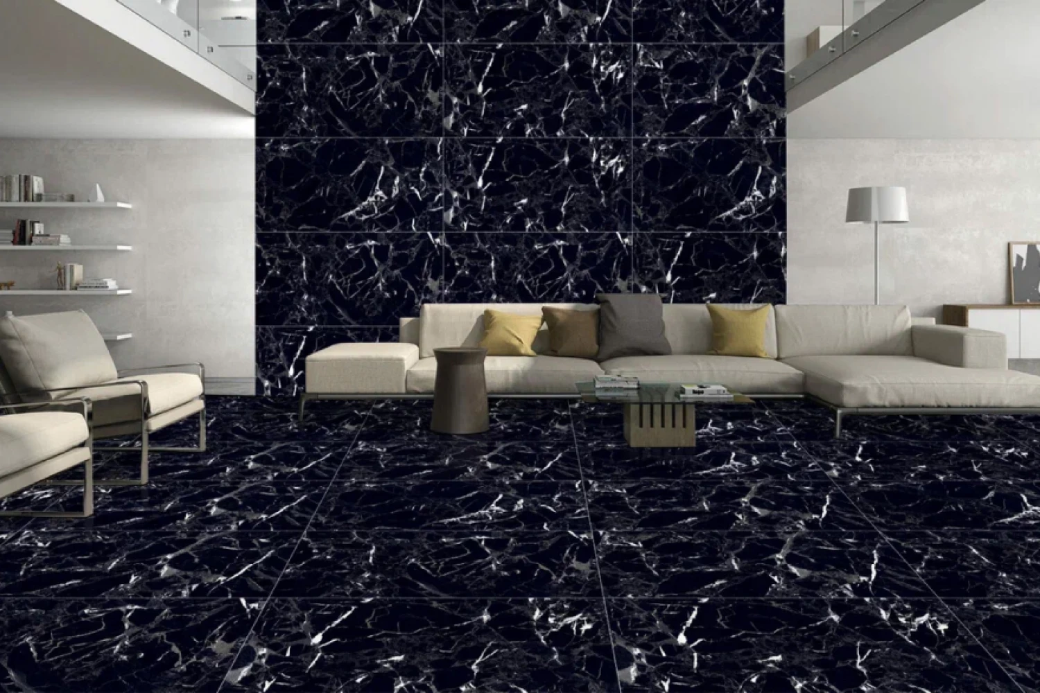 Керамогранит AM22-17 Ella Black High черный мрамор 120х60