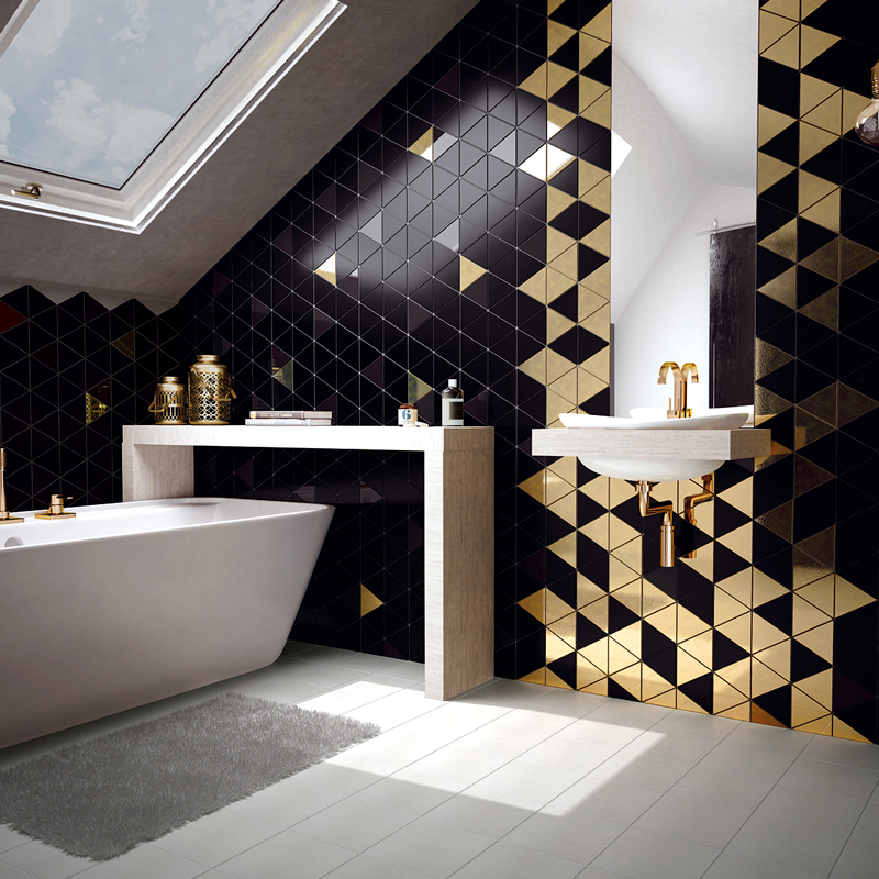 Треугольная плитка Equipe Ceramicas Плитка керамическая настенная 23821 SCALE TRIANGOLO Black 10,8х12,4 см