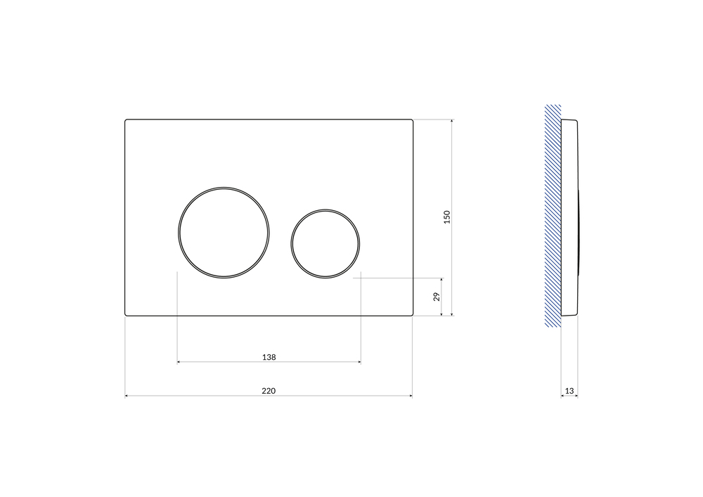 Кнопка TWINS пластик белый с рамкой золото (Cersanit)