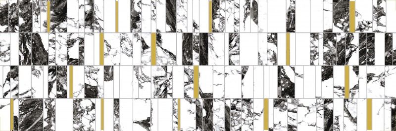 Настенная вставка Meissen Keramik White stream темно-серый 25x75 A16517