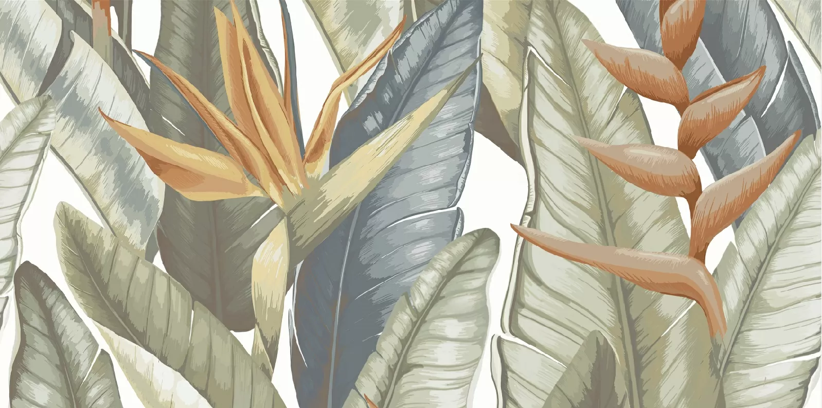 Керамогранит Elite Samui Decor A+B Matt 60x120 (Staro Slim) - тонкий керамогранит 60х120 см, 5 мм, декор, панно, цветы, флора, листья