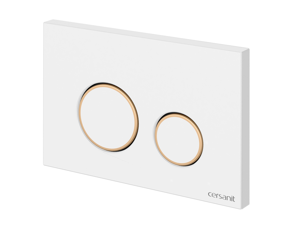 Кнопка TWINS пластик белый с рамкой золото (Cersanit)