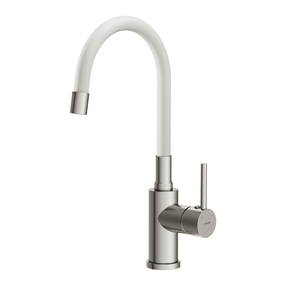 Смеситель для кухни MELAR с гибким изливом белый