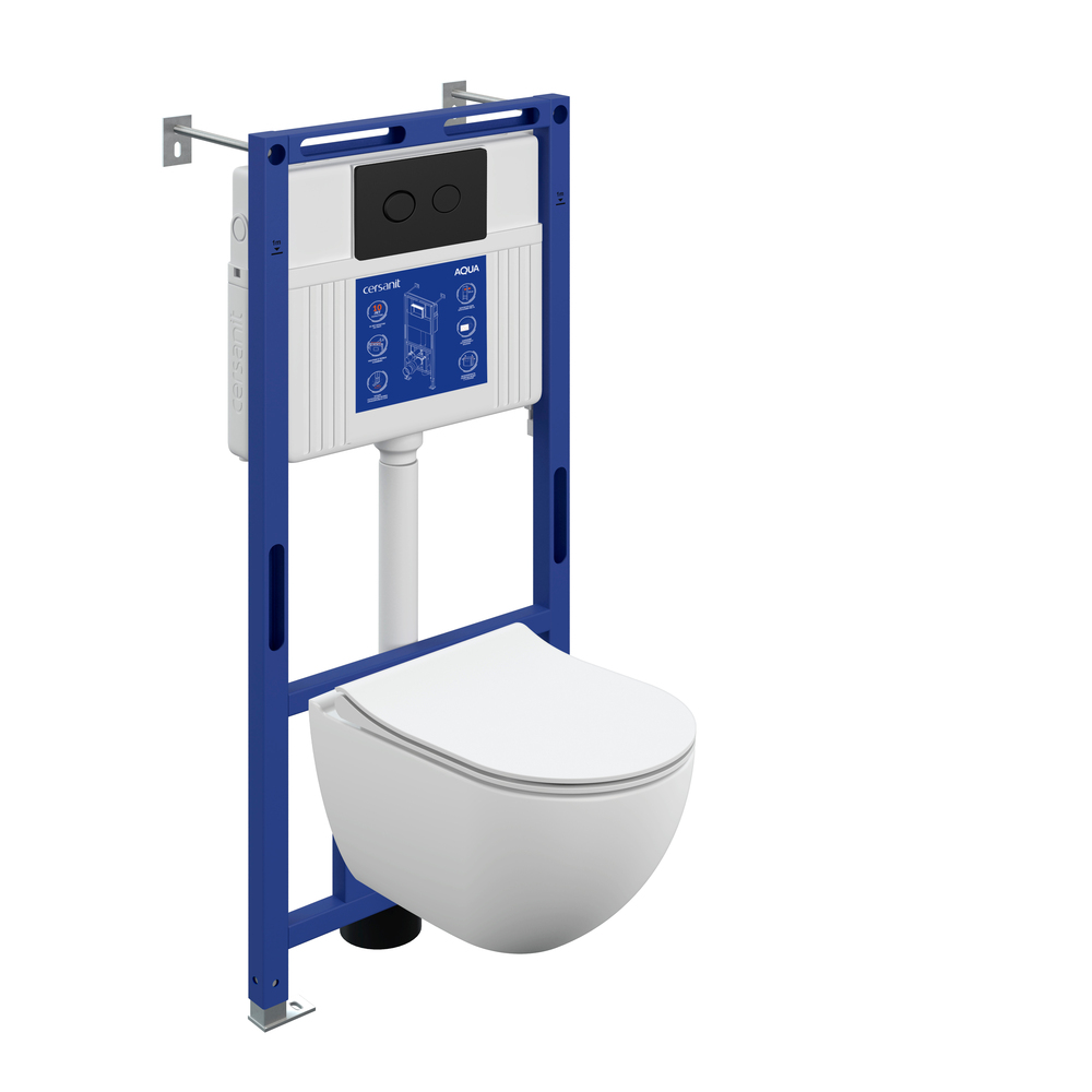 Комплект BRASKO SMART DPL EO slim инсталляция AQUA 50 PRIME P кнопка ACCENTO CIRCLE пластик черный матовый LP