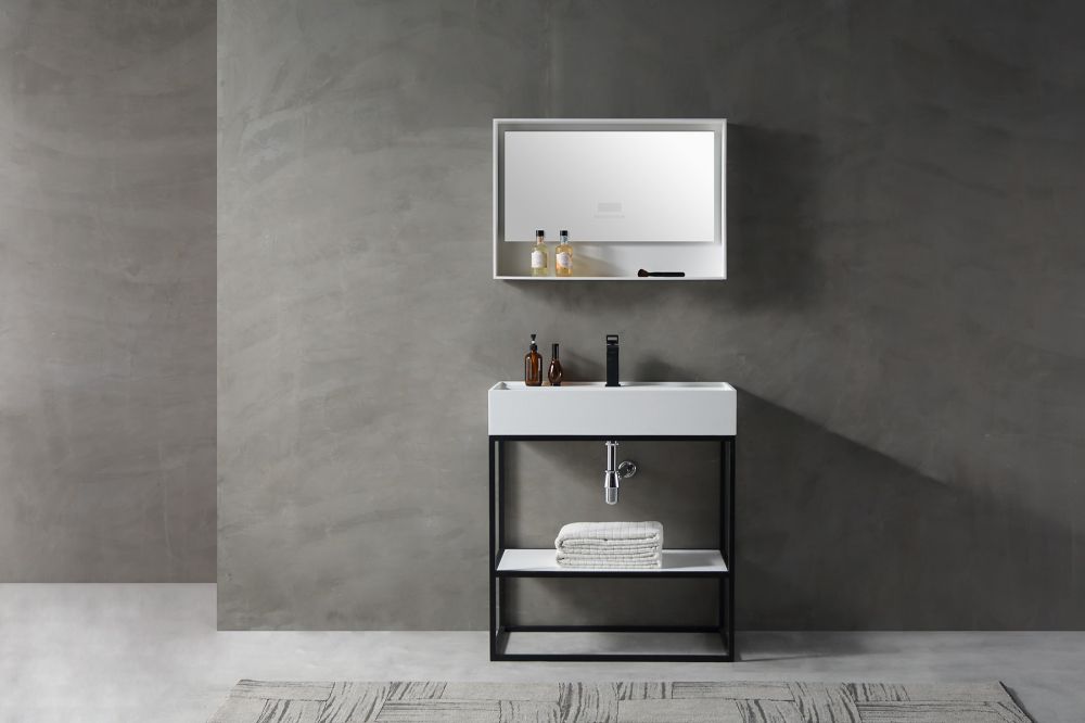 Консоль с раковиной ABBER Stein AS2630 напольная, белая матовая