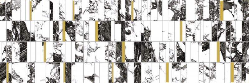 Настенная вставка Meissen Keramik White stream темно-серый 25x75 A16517