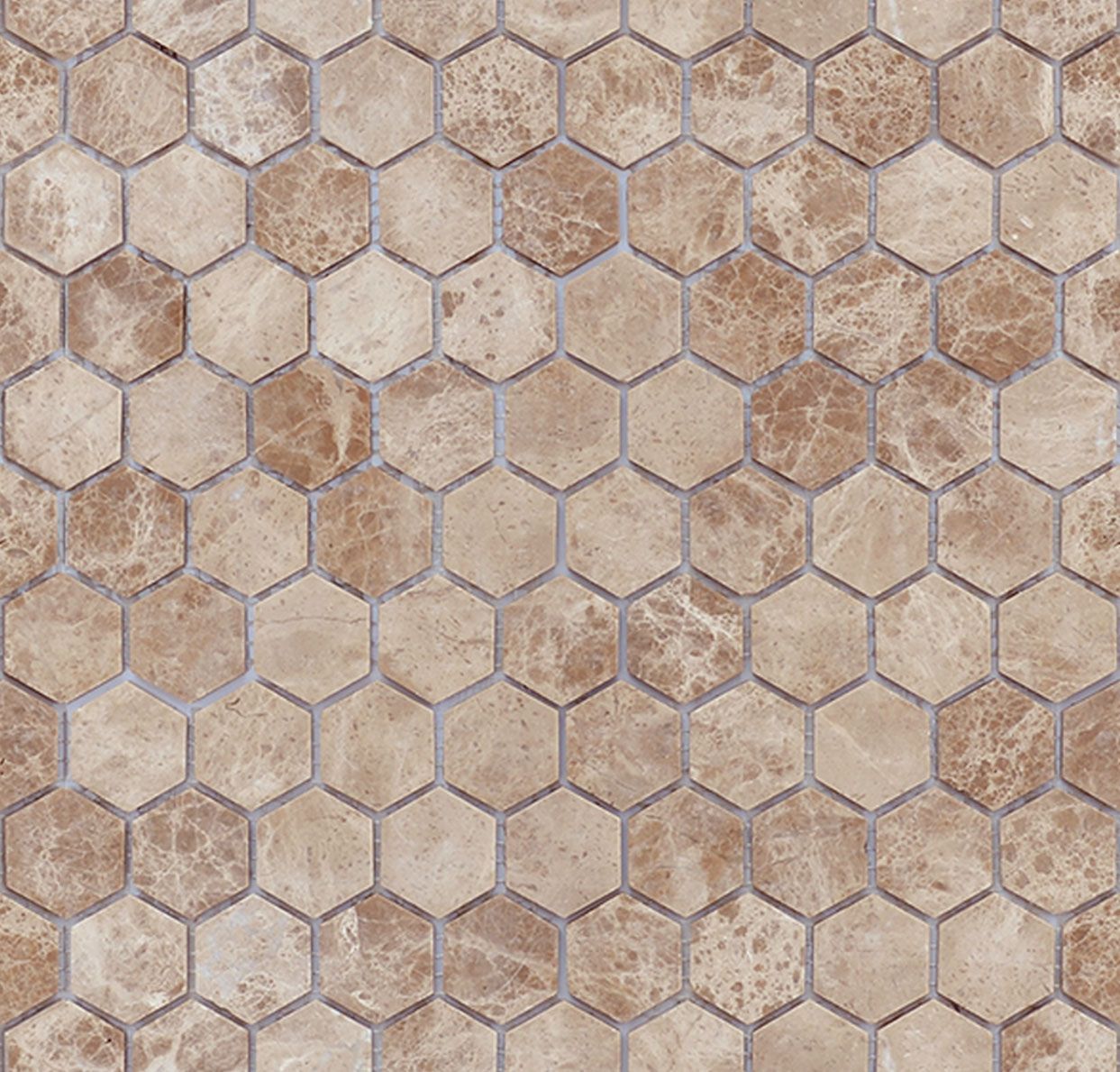 Шестиугольная мозаика Emperador light MAT hex 18x30x6 (Caramelle Mosaic)