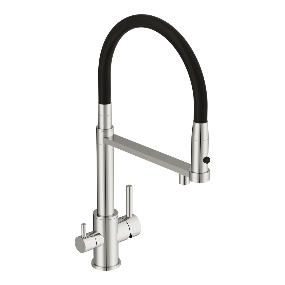 Смеситель для кухни ZEN однорычажный с подключением фильтра с гибким изливом хром