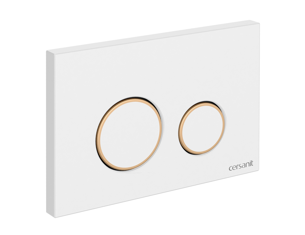 Кнопка TWINS пластик белый с рамкой золото (Cersanit)