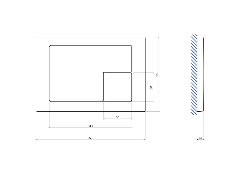 Кнопка CORNER пластик хром матовый (Cersanit)