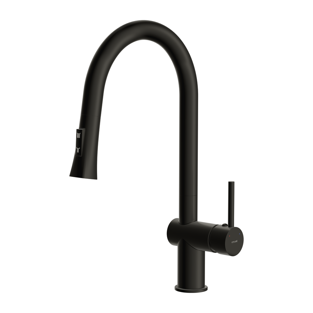 Смеситель для кухни MELAR с выдвижным изливом черный