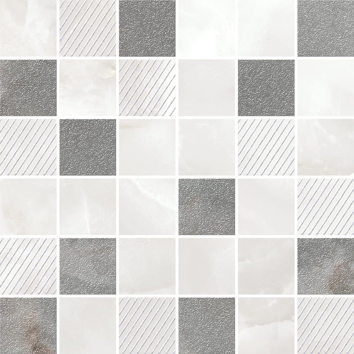 Мозаика Azori 587433004 Opale Grey Mosaic 30x30 серая глянцевая под мрамор