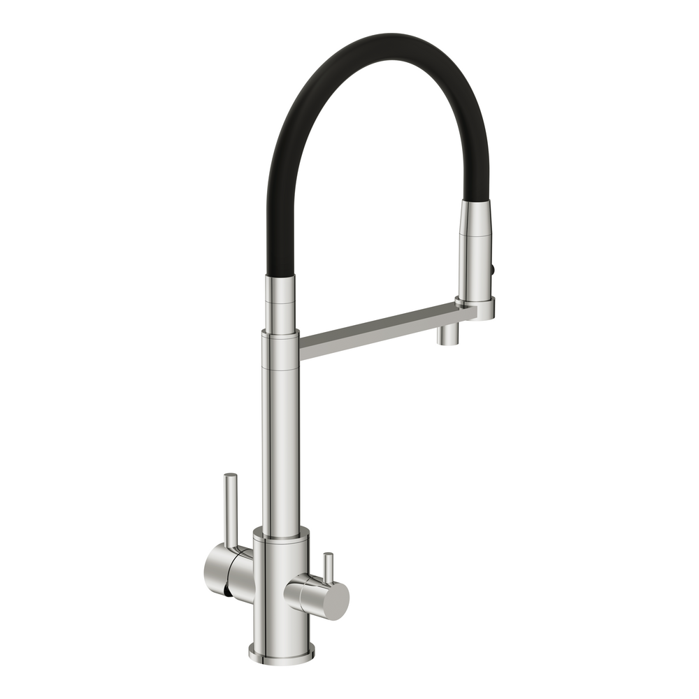 Смеситель для кухни ZEN однорычажный с подключением фильтра с гибким изливом хром