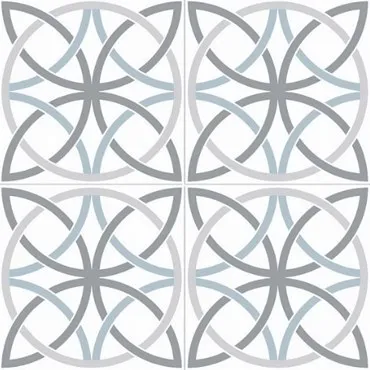 Керамогранит Nice Ker 7002 Bosham white 45.2х45.2 белый / серый / голубой матовый с орнаментом