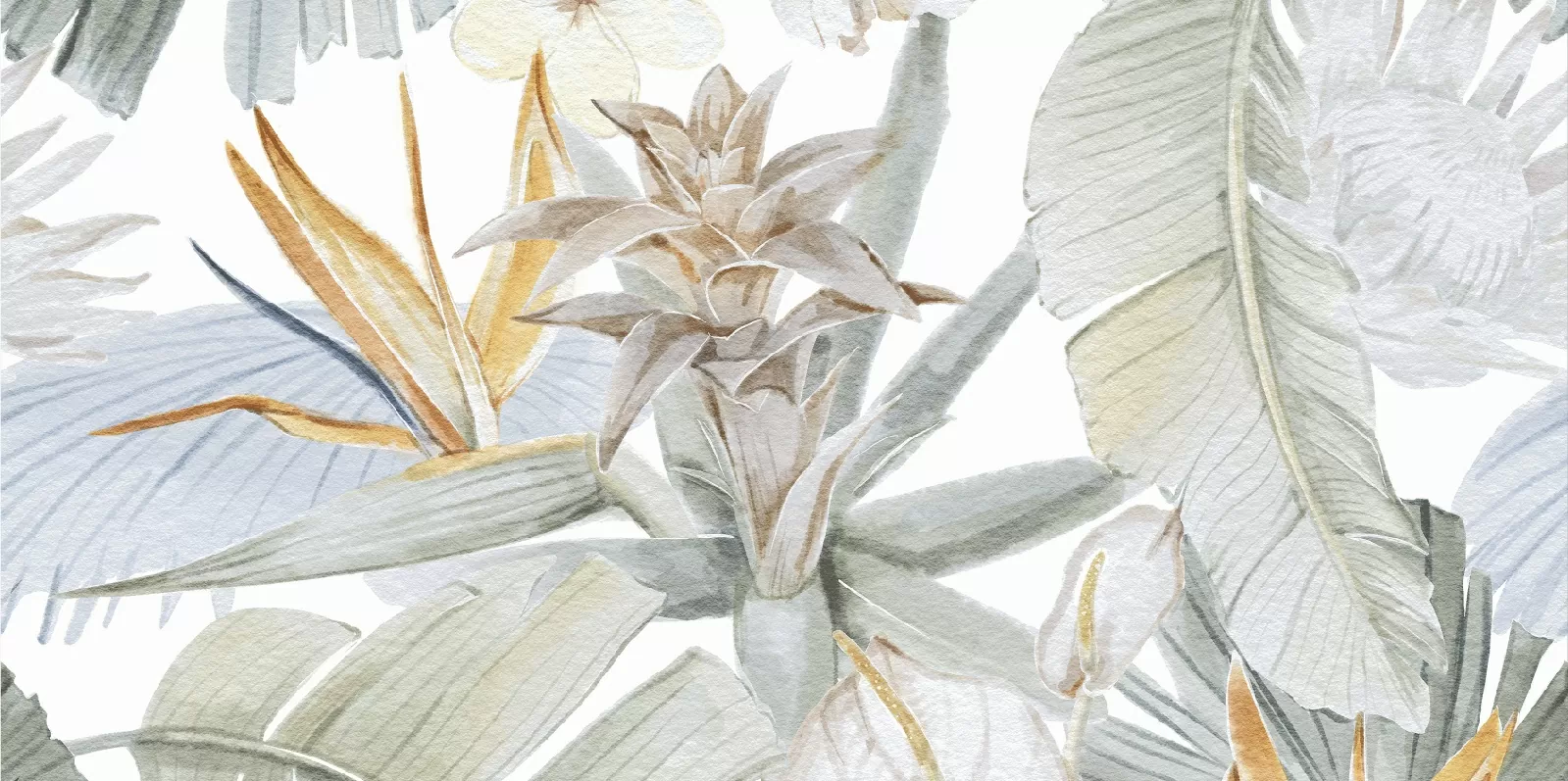 Керамогранит Elite Malibu Decor A+B Matt 60x120 (Staro Slim) - тонкий керамогранит 60х120 см, 5 мм, декор, панно, цветы, флора, листья