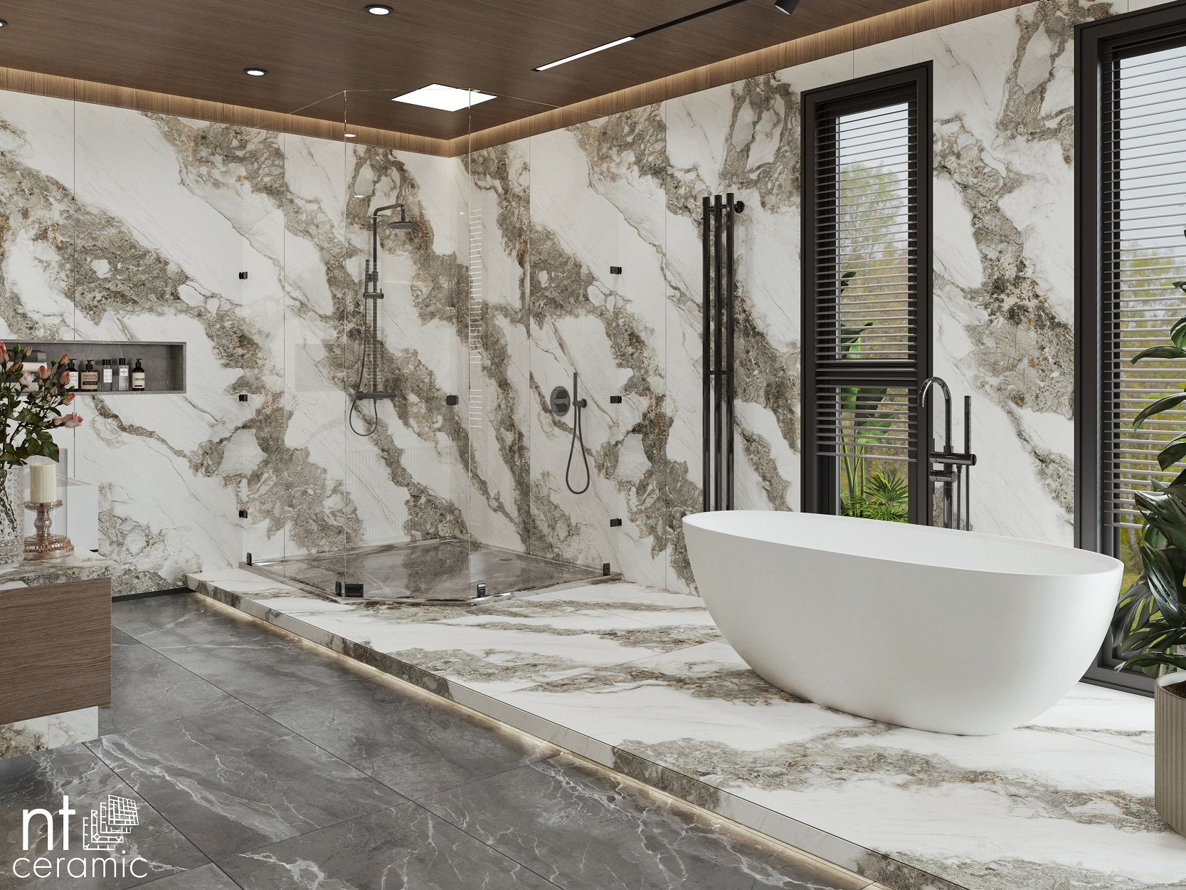 Керамогранит NTT3502M Bianco Struttura 120x270