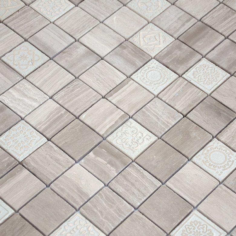 Мозаика из натурального камня Caramelle Mosaic Art Stone Art Travertino Silver MAT 48x48x8