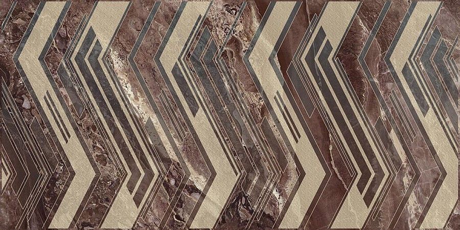 Декоративная плитка Azori 588872001 Atlas Dark 31.5x63 коричневая глянцевая геометрия