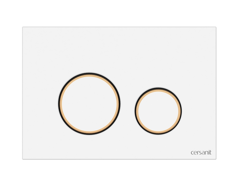 Кнопка TWINS пластик белый с рамкой золото (Cersanit)