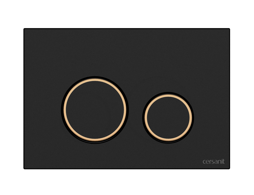 Кнопка TWINS пластик черный матовый с рамкой золото (Cersanit)