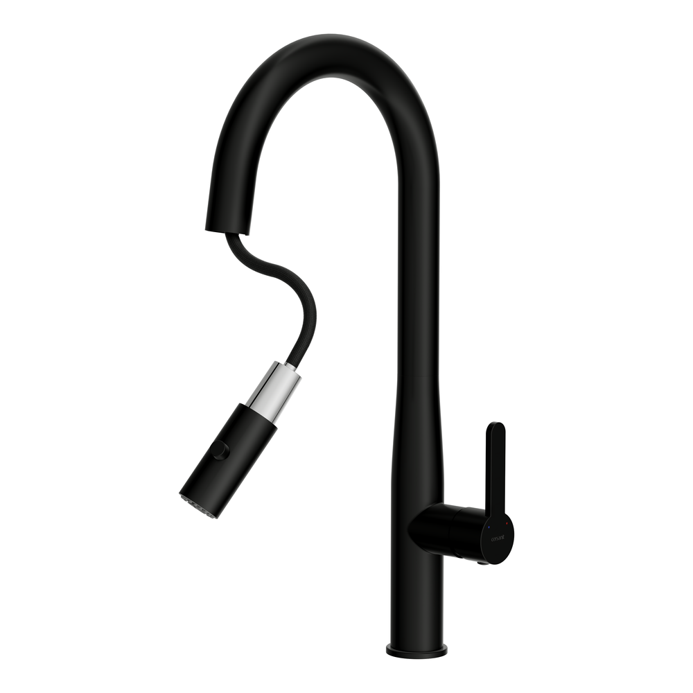 Смеситель для кухни OLIVA с выдвижным изливом черный