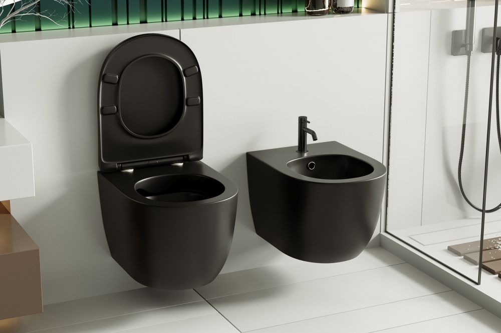 Биде ABBER Bequem AC1150MB подвесное черное матовое