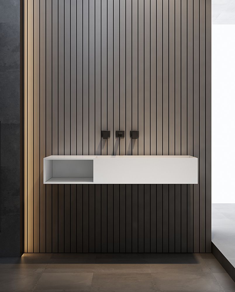 Тумба с раковиной ABBER Stein AS2640-1.2 L подвесная, белая матовая