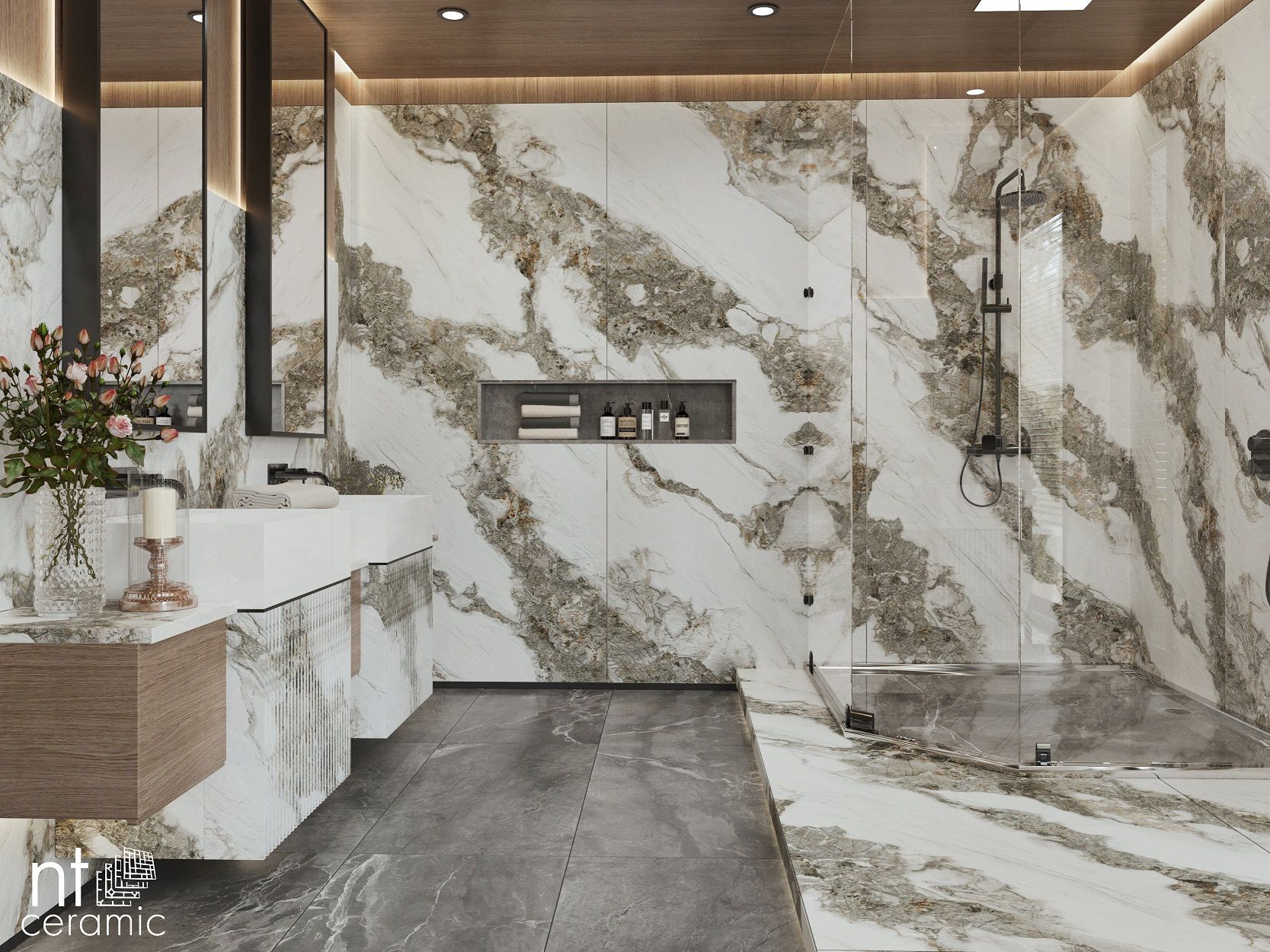 Керамогранит NTT3502M Bianco Struttura 120x270