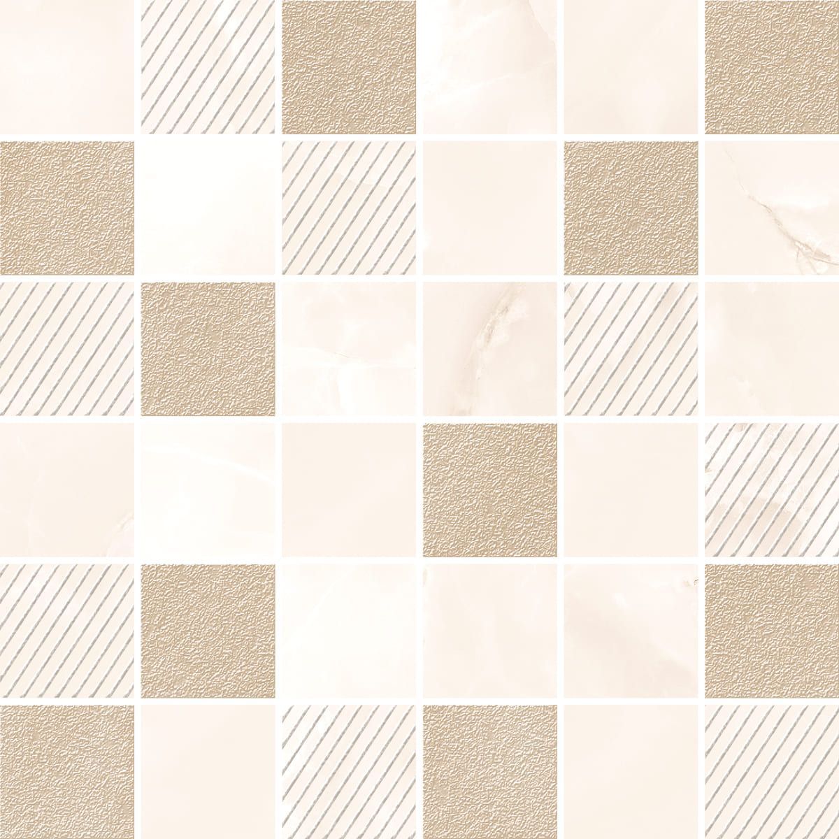 Мозаика Azori 587433003 Opale Beige Mosaic 30x30 бежевая глянцевая под мрамор